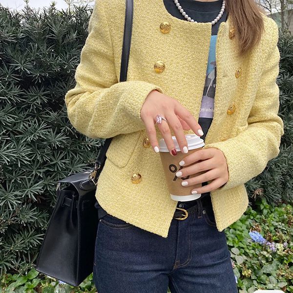 2021-Fashion-Office-Wear-Frayed-Trims-Tweed-Blazer-Coat-Vintage-Long-Sleeve-Pockets-Female